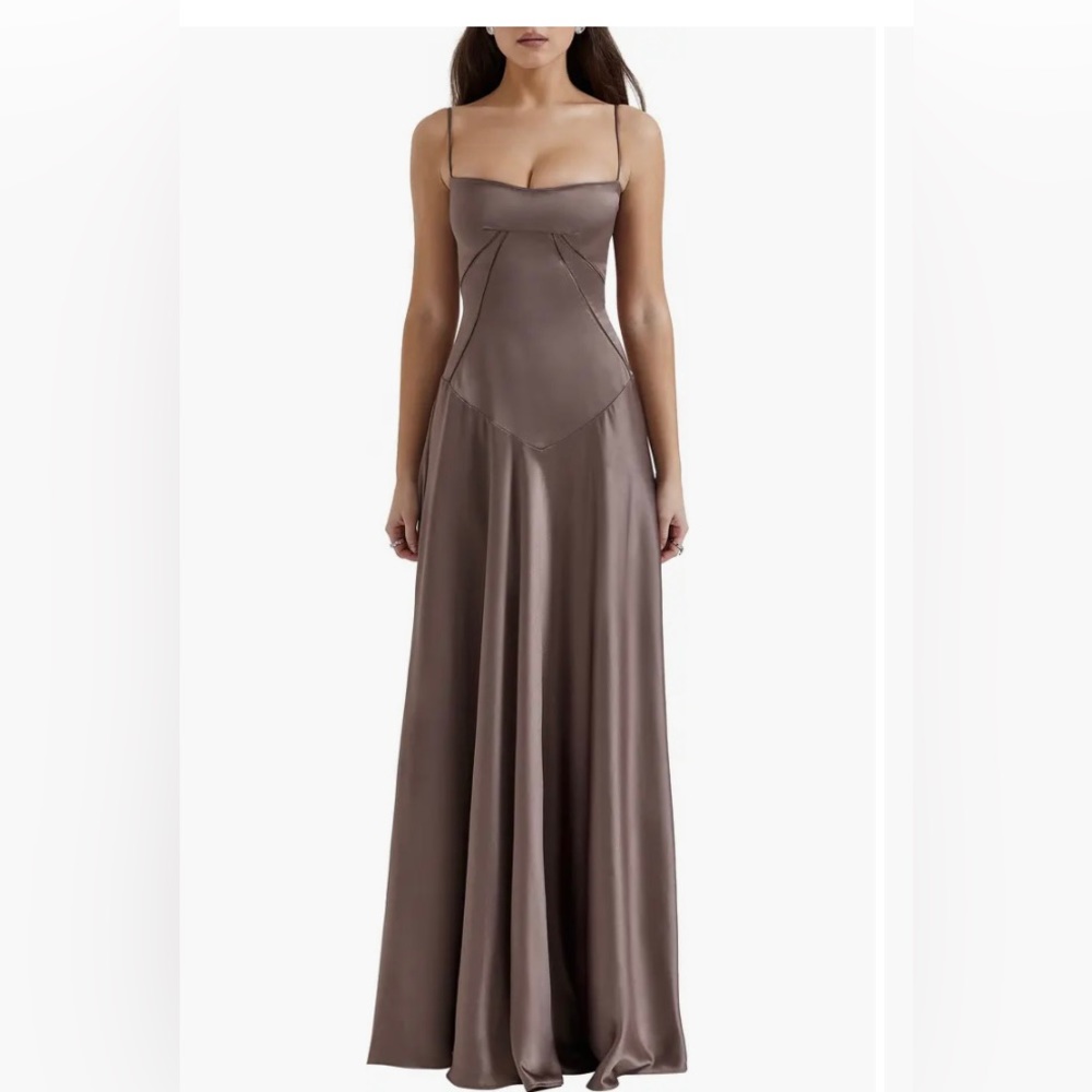 Silks long gown with corset